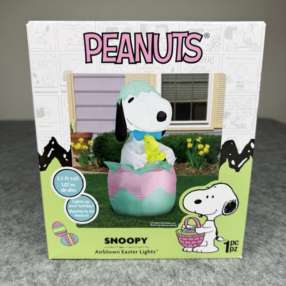 Gemny 3.5 Ft NEW Snoopy Inflatable Airblown Bunny Ears Easter Egg Decorations